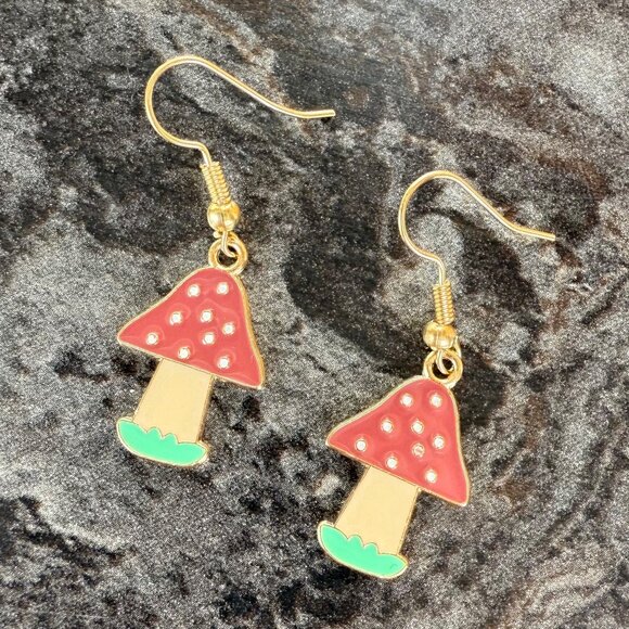 Fall and Winter Earring Set of 4 Dangle Turkey Mushroom Snowman and Gingerbread - Picture 3 of 9